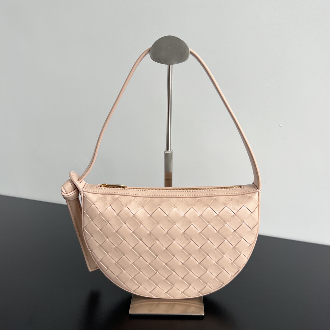 Mini Sunrise Intrecciato Leather Shoulder Bag Lotus